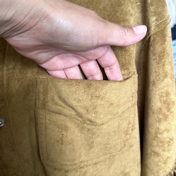 Zara Faux Suede Overshirt /shacket with Fringe - Picture 9 of 10